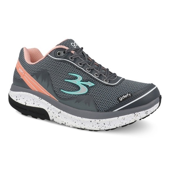 GDEFY Women’s 8.5 Mighty Walk Athletic Shoes Gray & Salmon - Picture 1 of 12